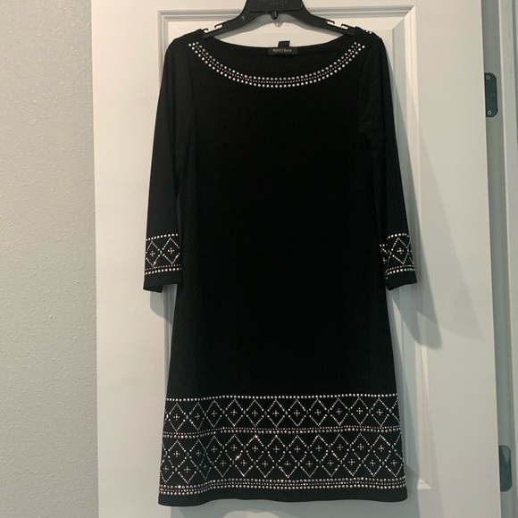White House Black Market Studded Beaded Dress. Small. 3/4 Sleeve. Work Holiday - Picture 1 of 3